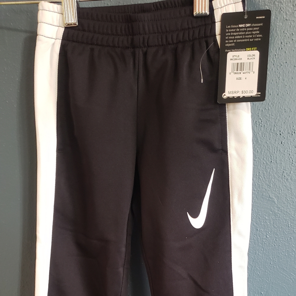NIKE boys dri fit black and white sweatpants sz 4